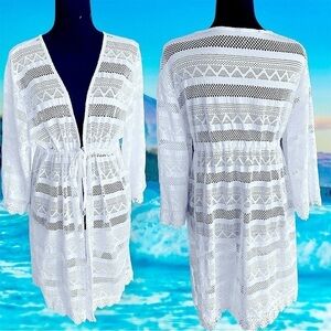 CLUB Z COLLECTION Crochet Beach Dress Coverup White Woman’s Plus Size 1X New